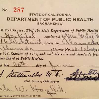 State Operating permit, Tennant's Maternity Hospital, 1931
