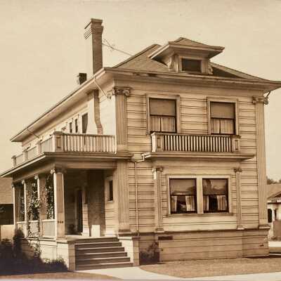 Photo and glass plate negative of 740 Santa Clara Ave., c. 1912
