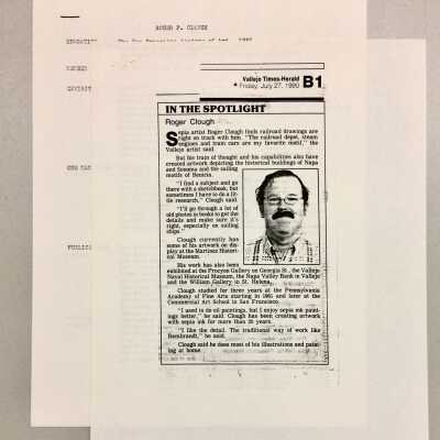 Article and Clipping about Roger Clough, 1990