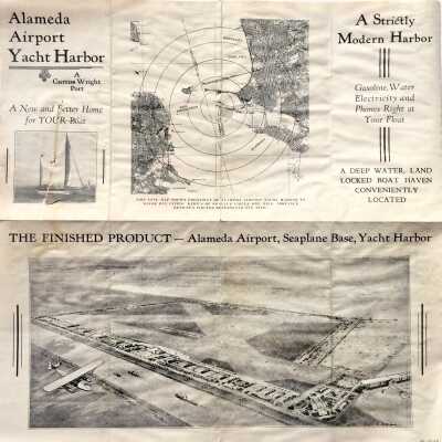 Pamphlet advertising a harbor for the Aeolian Yacht Club and Alameda Airport, c. 1930