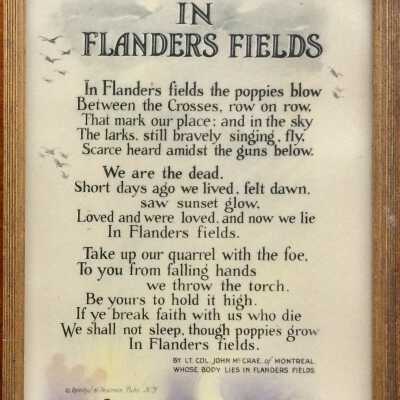 Poem 'In Flanders Field' presented by Class of 1932 to Caroline Potter