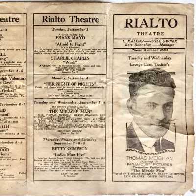 Program of coming attractions for the Rialto and Strand Theatres, 1921 or 1922