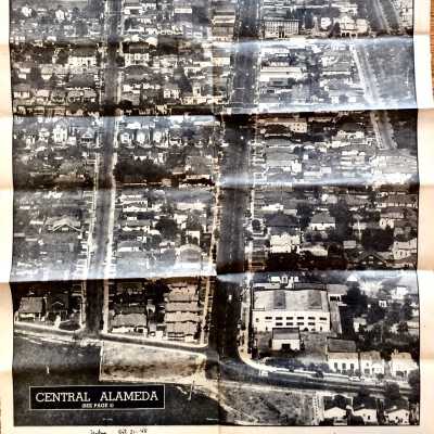 Clipping with aerial views of Park Street and vicinity, 1948