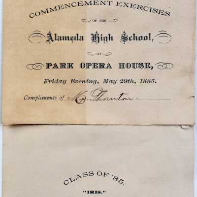 Invitation commencement exercises Alameda High School, 1885