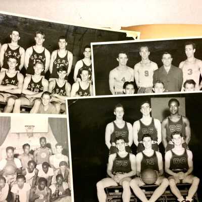 Included black and white basketball team photos.