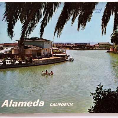 'Alameda, CA', booklet with cover illustration of South Shore lagoon, 1965-1966
