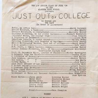 Program Class Play, Alameda High School, 1936