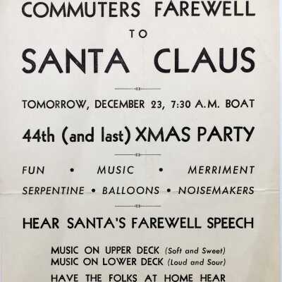Flyer for last Christmas party of the Commuters Club, 1939