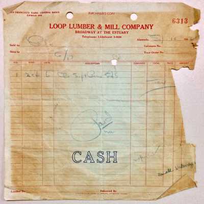 Receipt from the Loop Lumber and Mill Company, 1942