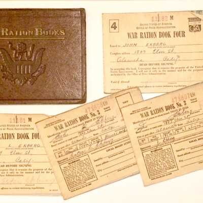 War Ration Books issued to John and Esther Ekberg, 1941-1945