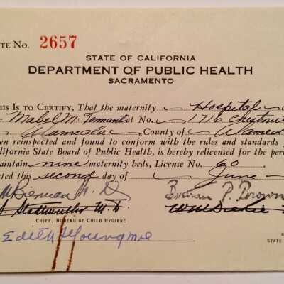 State Operating permit, Tennant's Maternity Hospital, June 1942