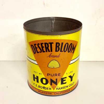 Desert Bloom Pure Honey, Can packed by F. E. Boydenhansen Co., c. 1930s