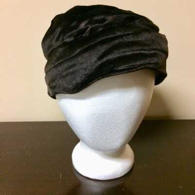 Dark brown & black velvet turban hat, c. 1920
