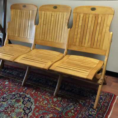 Theatre Bench with three collapsible chairs from the Adelphian Club, before 1908