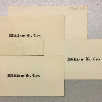 Calling cards of William H. Cox, early 1900s