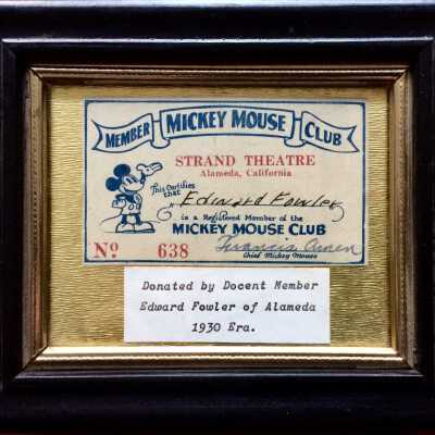 Membership card of the Strand Theatre Micky Mouse Club of Edward Fowler, c. 1930s