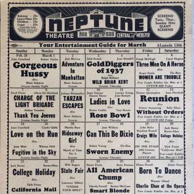 Flyer with list of coming attractions for March, Neptune Theatre, c. 1937