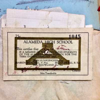 Alameda High School Students Association Membership card.