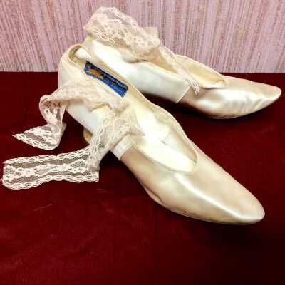 Satin Wedding Slippers, Rosenthal's, S.F. , Clark-Mitchell wedding, 1900