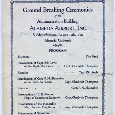 Program Ground Breaking Ceremonies Administrtion Building Alameda Airport Inc., 1928