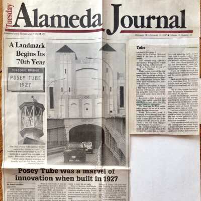 Article about 70th anniversary of the Posey Tube construction, 1997