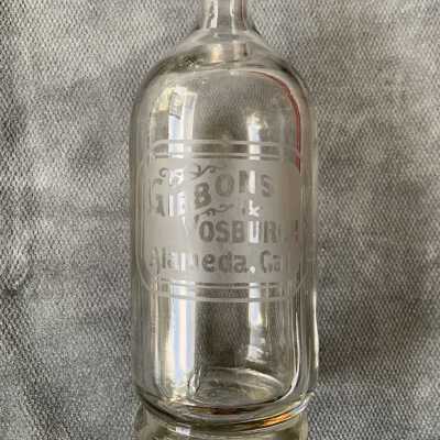 Soda water bottle manufactured for Gibbons and Vosburgh, c. 1880s