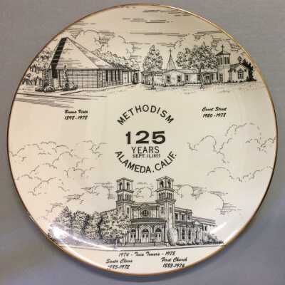 Plate commemorating 125th anniversary founding Methodist Church, 1978