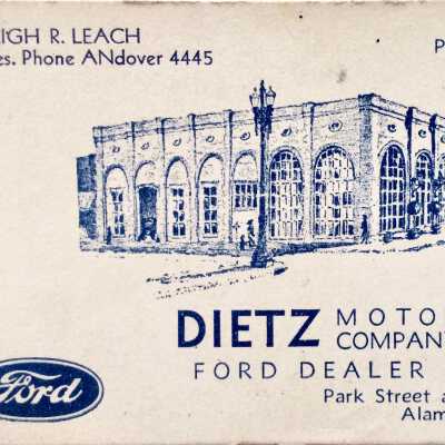 Business card from Dietz Motor Co., c. 1930s