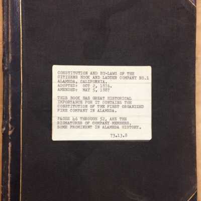 Fire Department - Hook and Ladder Company No. 1 Constitution and By-Laws, 1876