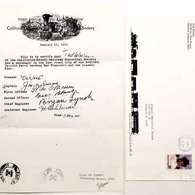 Letter Certifying last roundtrip of Southern Pacific Ferry 'Oakland', 1939