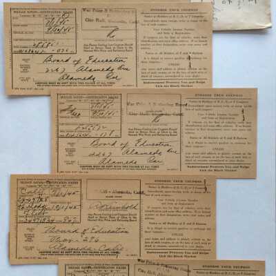 Board of Education, AUSD, Gas ration stamps of W Cox, 1945