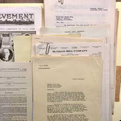 City Hall correspondence about proposed Naval Base, 1920-1921