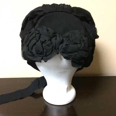 Black silk and organdy Bonnet worn by Martha Bell, wife of Urban Bird, c. 1890s