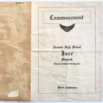 Program commencement exercises Alameda High School, 1922