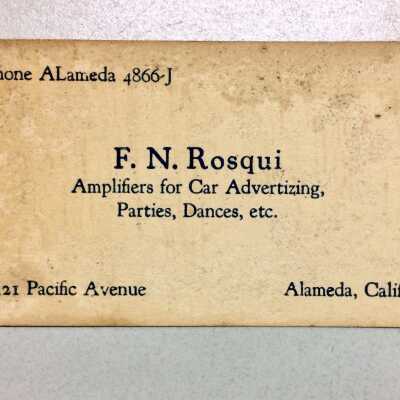 Business card of F. N. Rosqui, c. 1930s