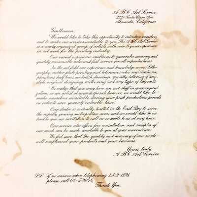 Advertising Flyer for A.B.C. Art Service