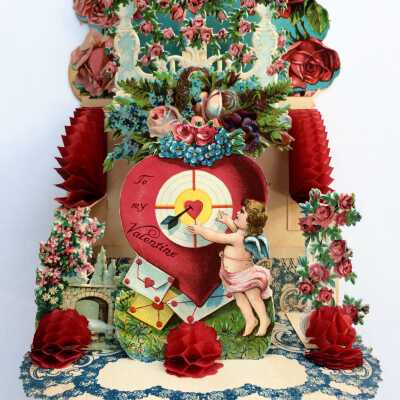Fold-out Valentine with pull-out cutouts, c. 1920s