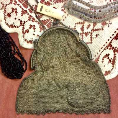 Sterling silver mesh evening purse of Bertha Meyers, c. 1920