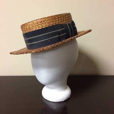 Straw hat with band with white horizontal stripes of Walter R. Taube, 1920s - 1930s