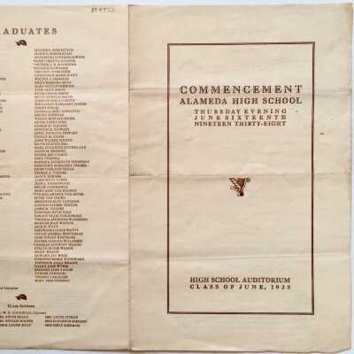 Program Alameda High School Commencement Exercises, 1938