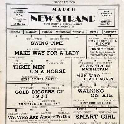Theatre Program for March, New Strand Theatre, 1937