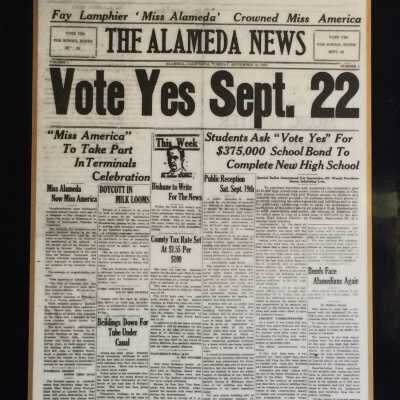 Plasticized Plaques of pages from The Alameda News, 1925
