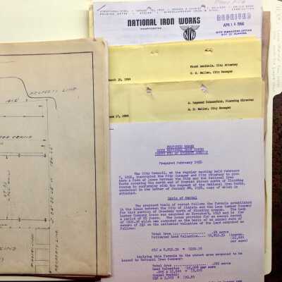 Folder about National Iron Works lease of Everett Street, 1956-1959