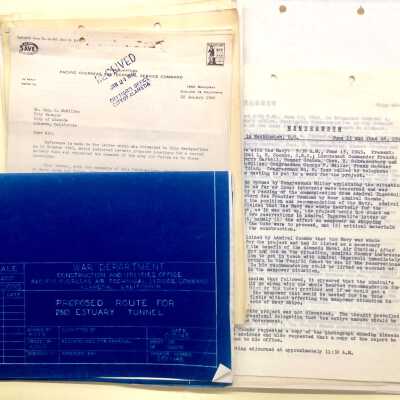 Folder with documents about the second Estuary Tube, 1945