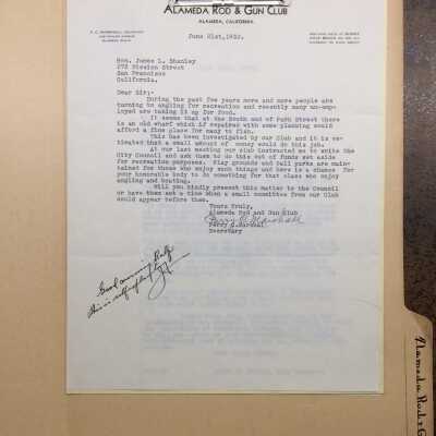 Folder with correspondence with the Rod & Gun Club, 1932