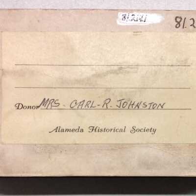Back with Historical Society label: Donor: MRS. CARL R. JOHNSTON
