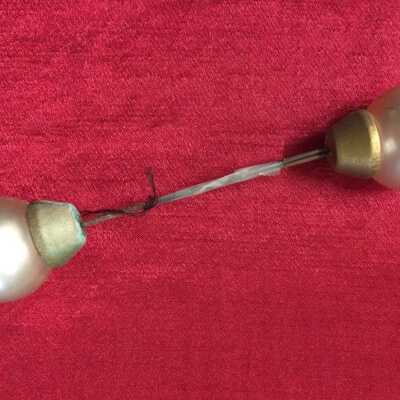Pair of hat pins with glass ball, c. 1930s