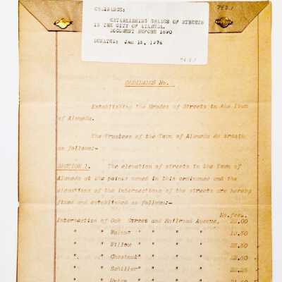 Ordinance establishing grades of streets in Alameda, before 1890