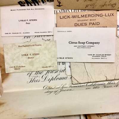 Business cards of Lysle Stern.