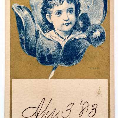 Greeting Card depicting Girl inside Flower, 1883